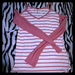 Poof Long Sleeved Shoulder Cut Out Stretch Top